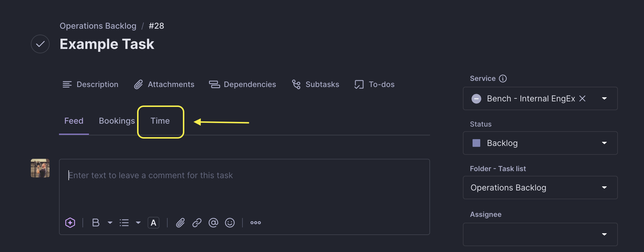 Find your time tab here